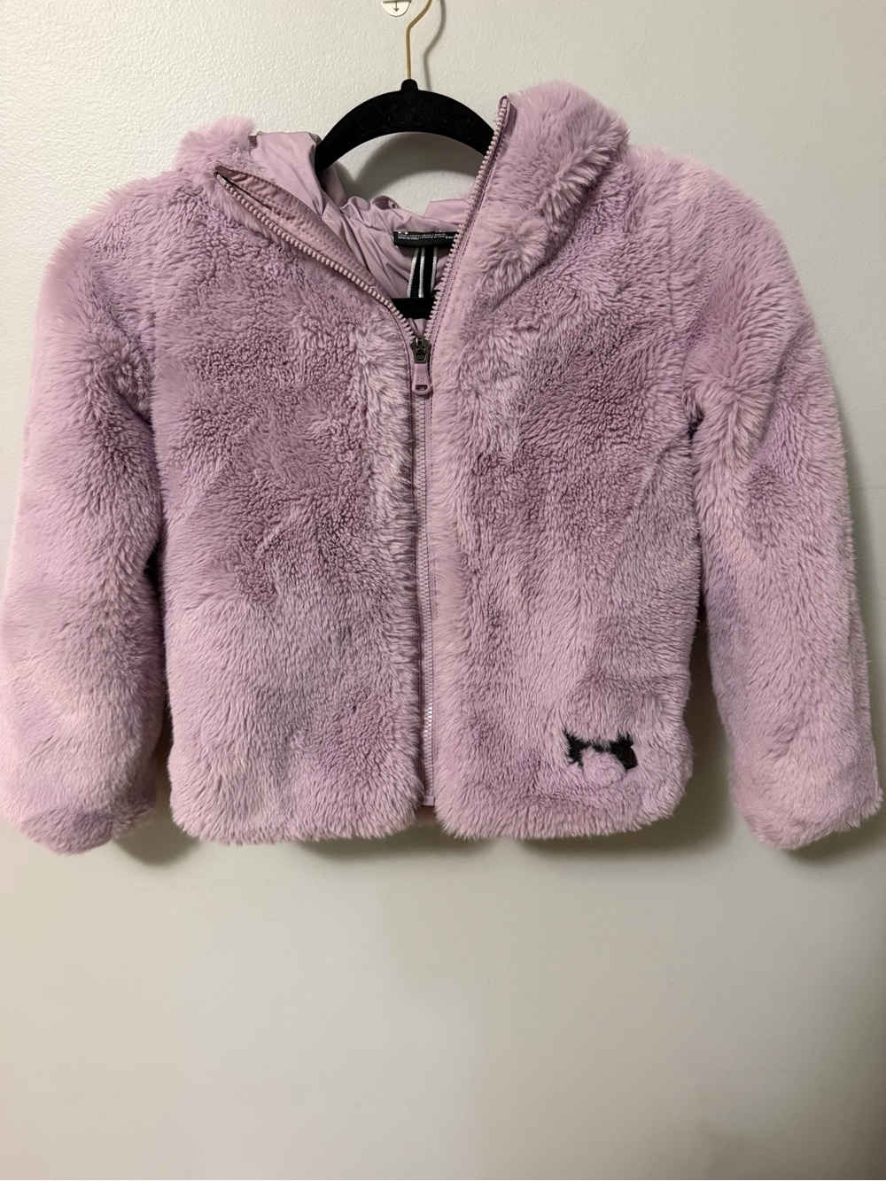 Under Armour Girls YSM Lavender Faux Fur Hooded Zip Jacket Soft Plush Coat Youth
